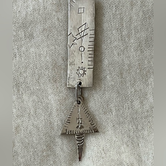 925 Sterling Silver Vintage 80’s Mexico Pin Brooch Native American Rectangle - Picture 3 of 11